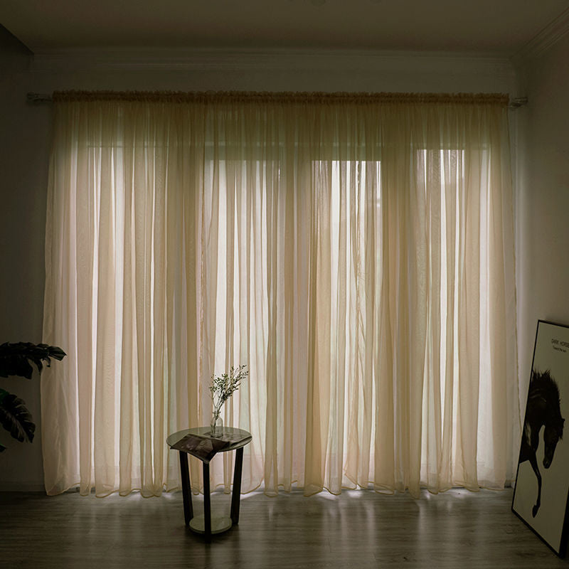 Simple And Modern Balcony Solid Color Gauze Curtain