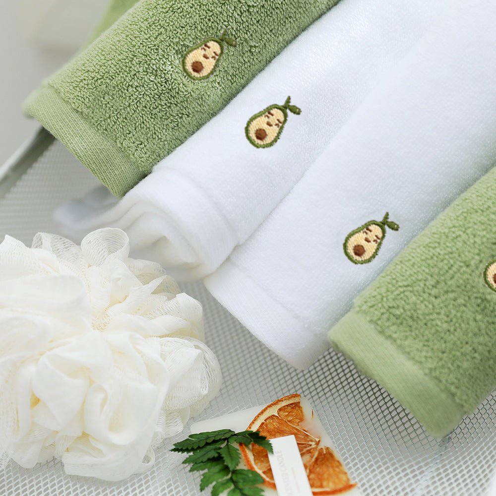 Full Embroidery Avocado Cotton Bath Towel
