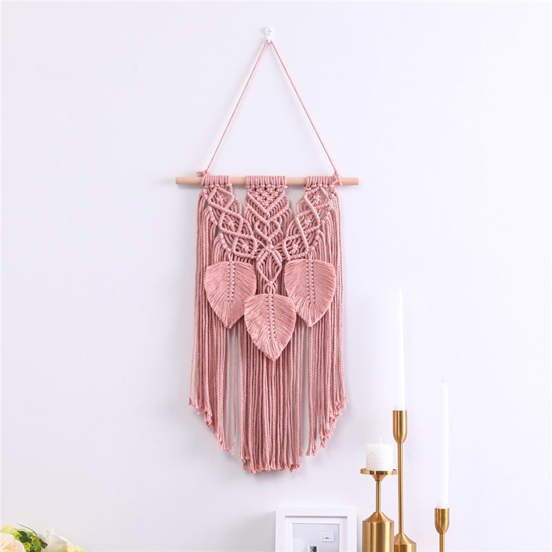 Cotton Rope Tassel Leaf Ornaments Hand-woven Tapestry Living Room Bedroom Tapestry