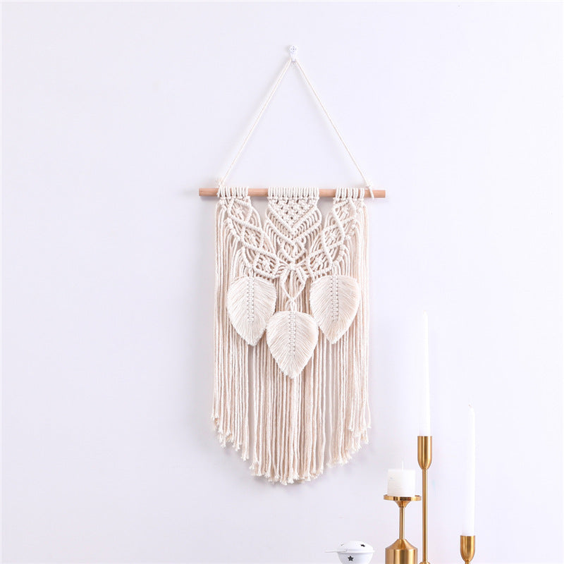 Cotton Rope Tassel Leaf Ornaments Hand-woven Tapestry Living Room Bedroom Tapestry