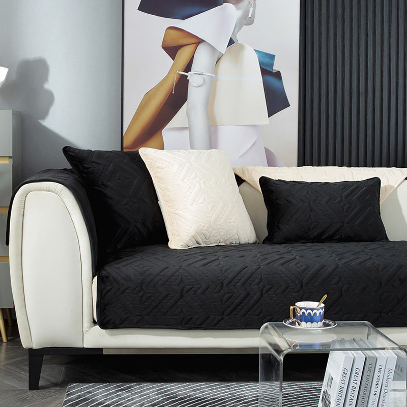 Black Sofa Cushion Winter Plush Thickened Non-slip Sofa Leather Sofa Cover