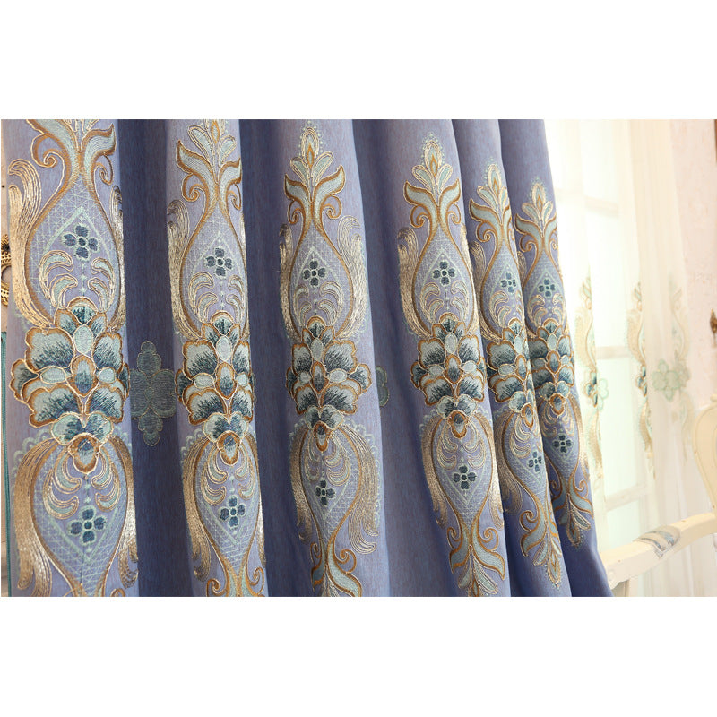 Slub cotton embroidery curtain fabric