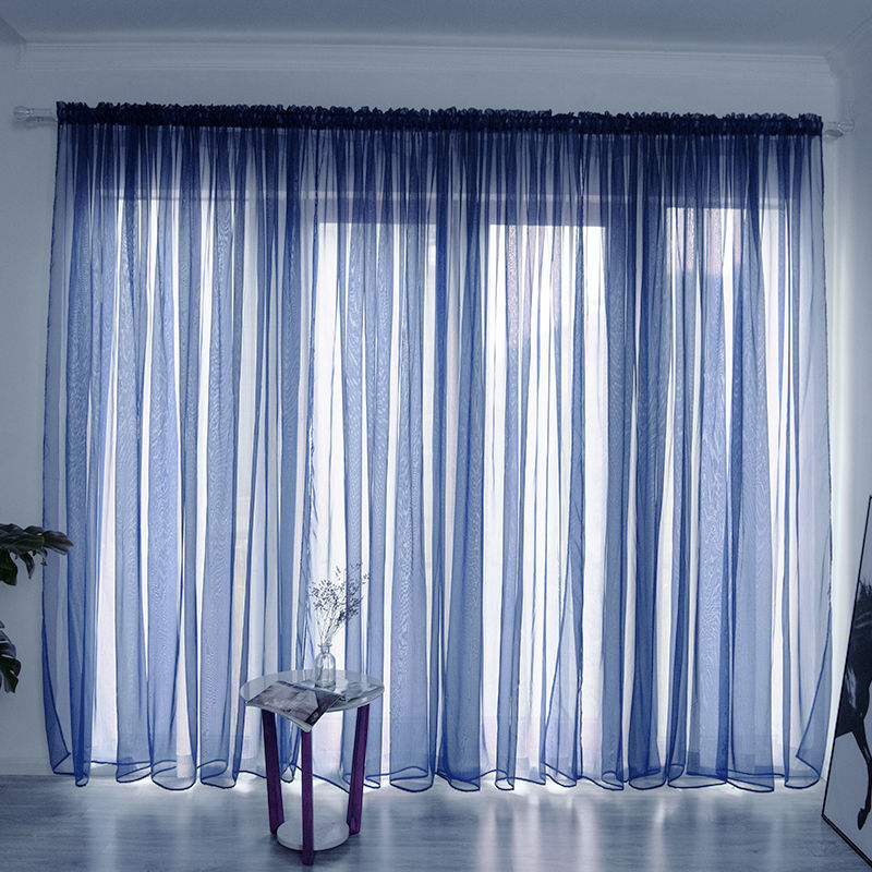 Simple And Modern Balcony Solid Color Gauze Curtain