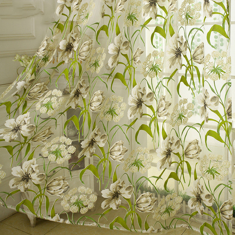 White Striped Yarn Translucent Curtain For Bedroom